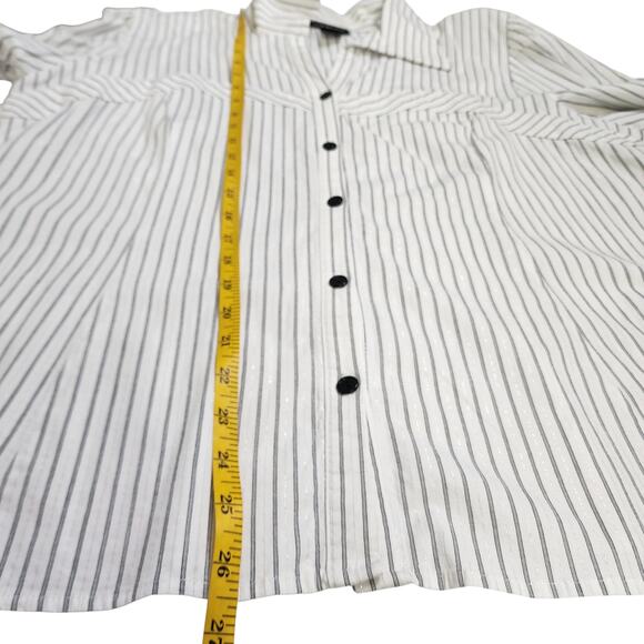 Lane Bryant Womens Button Down Blouse Top Plus Size 18/20 White Metallic Stripe - Picture 10 of 10
